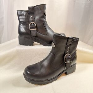 Harley-Davidson 9M Madera 7" D84406 Womens Black Leather Zipper Motorcycle Boots